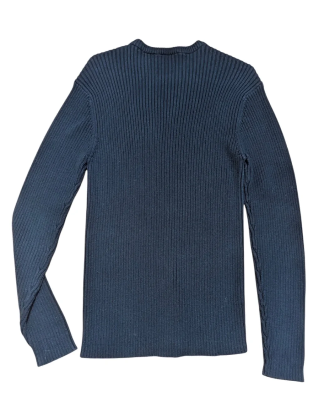 Aeropostale Navy Blue Ribbed Crewneck Sweater Slim Fit Medium